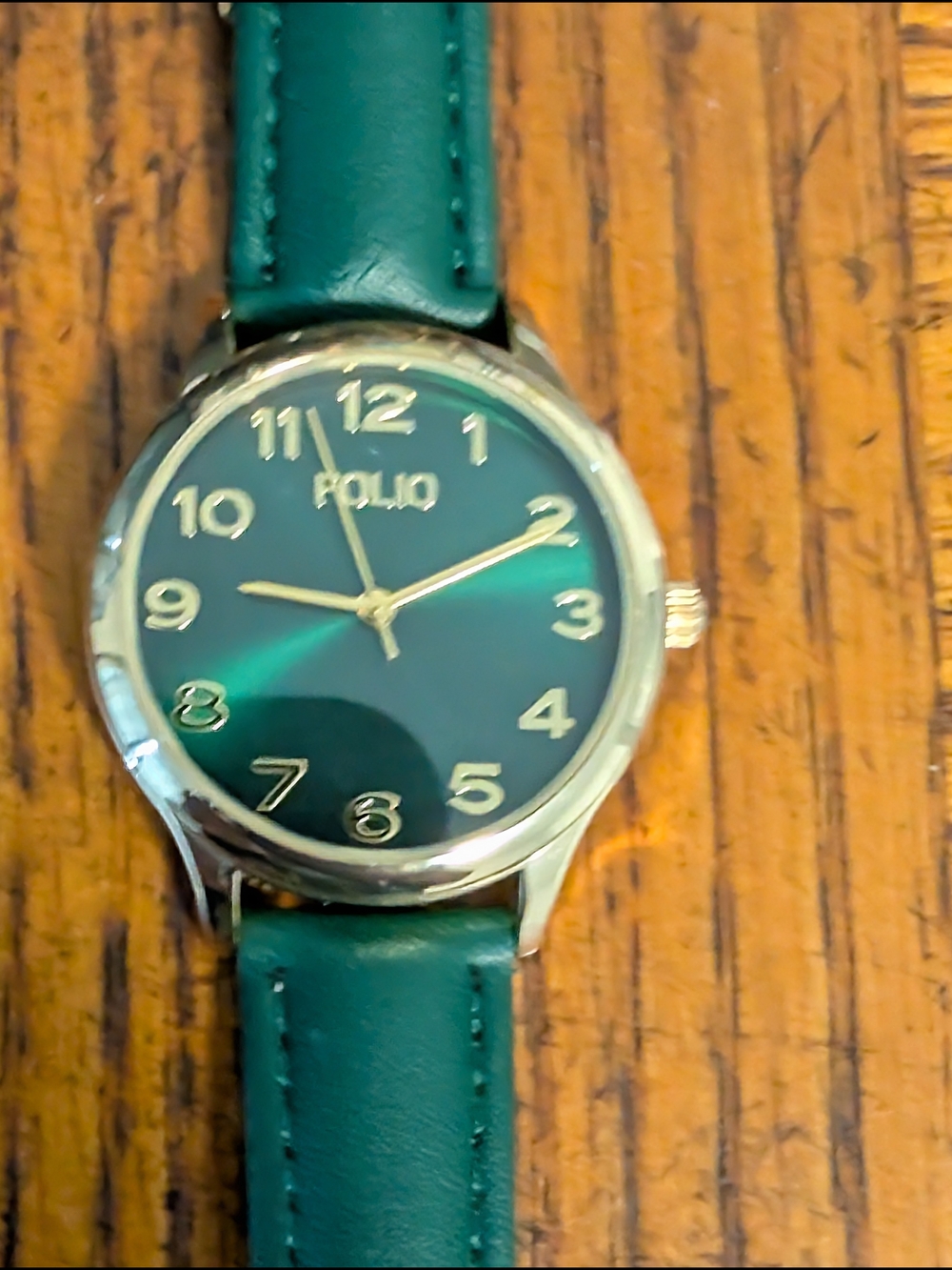 Women's Green Leather Strap Watch
